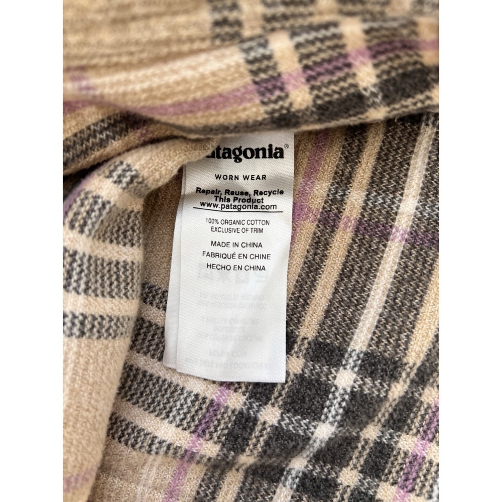 Patagonia Fjord Flannel Shirt Women's Small Size 4 Plaid 100% Organic Cotton - Picture 5 of 5